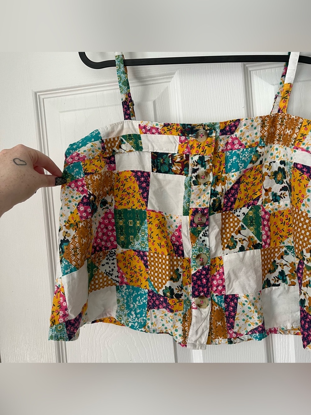 NWOT Women's Anthropologie Pilcro Patchwork Boxy Tank Top size Small - Picture 2 of 6